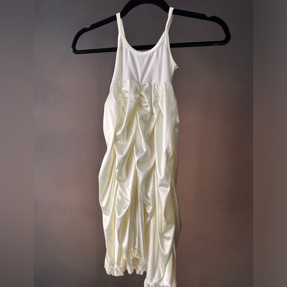 White silk kids dress formal #B3